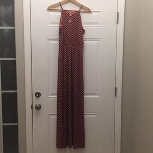 Loft Orange Chevron Maxi Tank Dress Sz M NWT